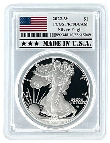 2022 W 1オンス シルバー イーグル プルーフ PCGS PR70 DCAM - アメリカ製ホルダー