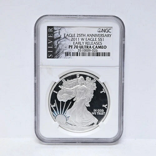 2011年 W シルバーイーグルドル 25周年記念早期リリース NGC PF70 ウルトラカメオ