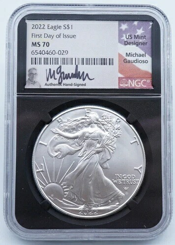 2022年 シルバーイーグル $1 FDOI NGC MS 70 マイケル・グアディオーソ サイン入り - U747