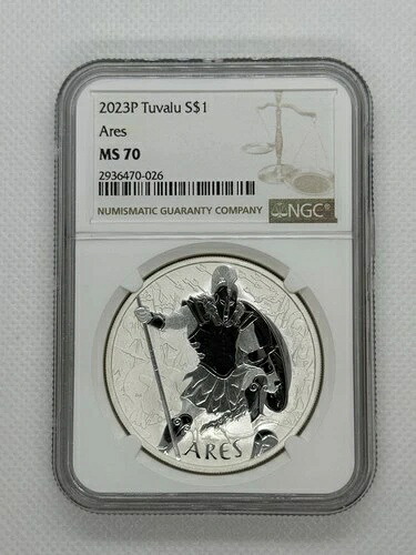 2023年 P S$1 ツバル オリンポスの神々 アレス 1オンス シルバー NGC MS70。送料無料！