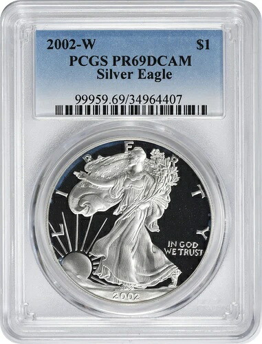 2002-W アメリカン シルバー イーグル ドル PR69DCAM PCGS プルーフ 69 ディープカメオ