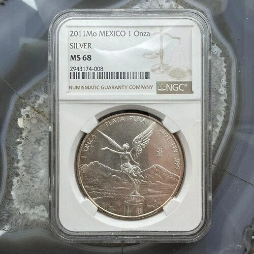 2011年 メキシコ 1オンス リベルタッド .999 純銀 NGC MS68 #2943174-008 トーニング