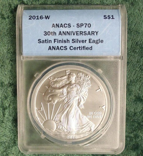 2016 W ANACS SP 70 バーニッシュド レタードエッジ イーグル シルバー 1ドルコイン、1オンス .999 シルバー