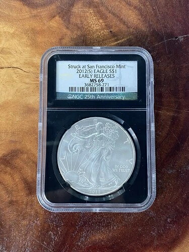 2012年(S) 1ドル アメリカンシルバーイーグルコイン NGC MS69 サンフランシスコ造幣局発行