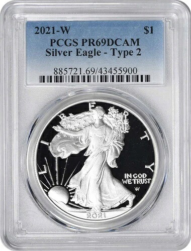 2021-W 1ドル アメリカン シルバー イーグル タイプ2 PR69DCAM PCGS