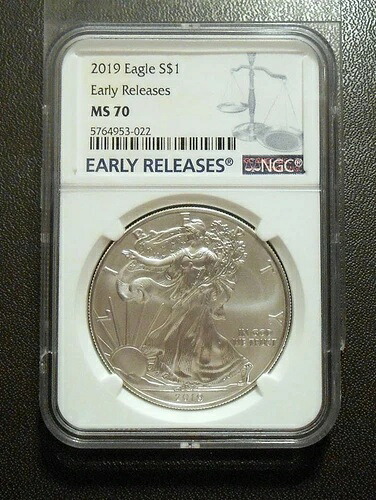 2019年 アメリカン シルバー イーグル MS70 NGC 早期リリース 999 純銀 1ドルコイン