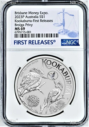 2023年 Kookaburra 1オンス シルバーコイン Brolga Privy ブリスベン マネー エキスポ MS69 ANDA FR 40,755円