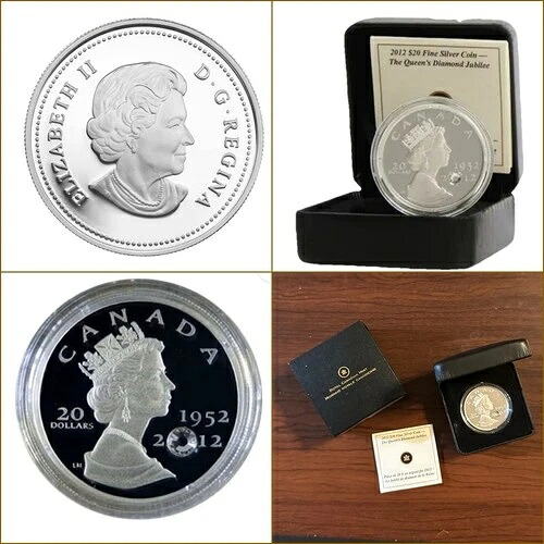 2012年カナダ20ドル純銀貨 - 女王即位60周年記念（クリスタル付き）