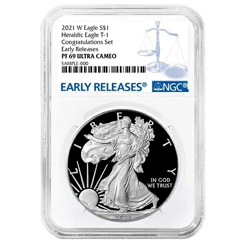 2021-W プルーフ $1 タイプ1 アメリカンシルバーイーグル コングラチュレーションセット NGC PF69UC ER