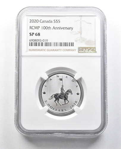 2020年 カナダ 5ドル銀貨 RCMP 100周年記念 SP68 NGC *8393