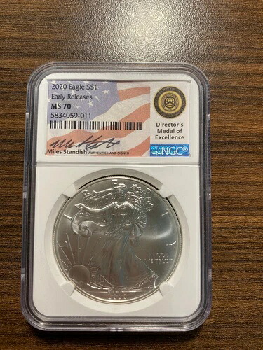 2020年 アメリカン シルバー イーグル ASE $1 NGC MS 70 アーリーリリース マイルズ スタンディッシュ オート