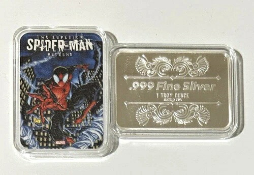 マーベル スパイダーマン リターンズ - 1トロイオンス .999 ファインシルバー カラーバー COA #58/100