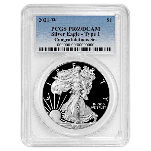 2021-W プルーフ $1 タイプ1 アメリカンシルバーイーグル コングラチュレーションセット PCGS PR69DCAM
