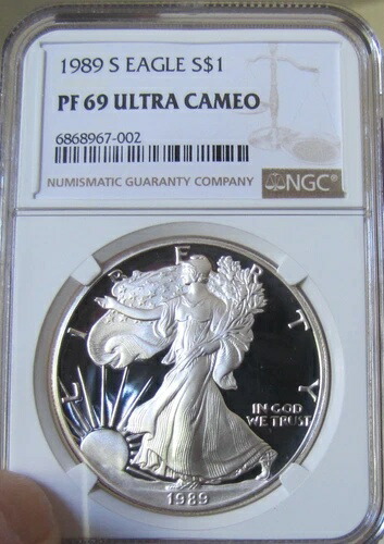 1989-S プルーフ シルバー イーグル $1 NGC PF 69 ウルトラカメオ