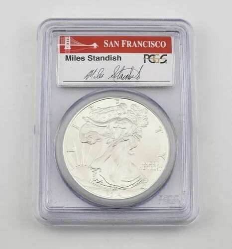 2014 S シルバーイーグル PCGS MS70 マイルズ・スタンディッシュ シグネチャーラベル ファーストストライク
