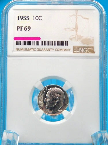 1955年 シルバー ルーズベルト ダイム NGC PF 69 (BT662)