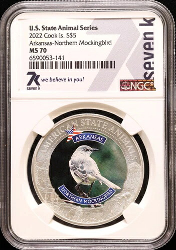 2022 NGC MS70 - クック諸島 - 1オンス シルバー アーカンソー州産モッキンバード #3-141