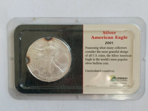 2001年 シルバー アメリカンイーグル 未流通コイン リトルトンホルダー入り - トーン