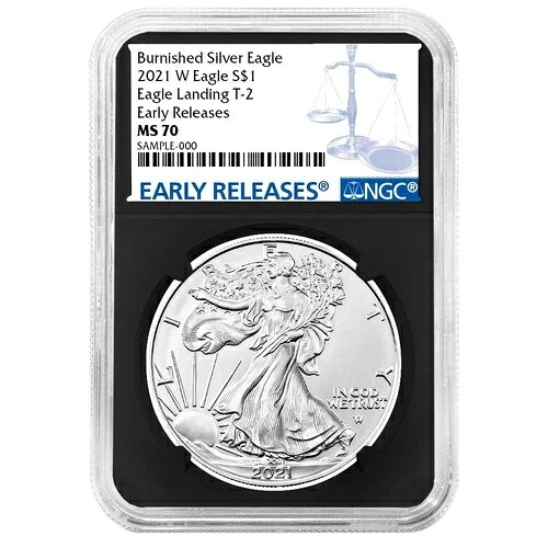 2021-W $1 1オンス T2 バーニッシュド アメリカンシルバーイーグル NGC MS70 ER ブルーラベル レトロ