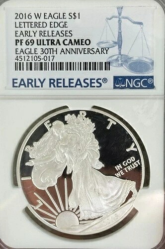 2016年 W プルーフ シルバー アメリカンイーグル ? 初期リリース レタードエッジ ? NGC Pf 69 UC
