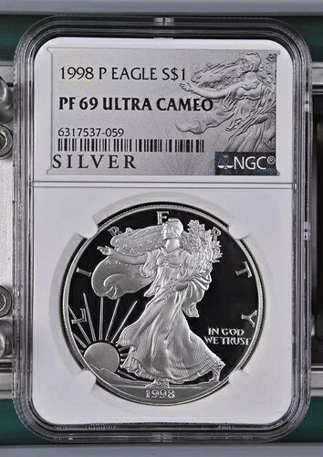 1998年 P アメリカン シルバー イーグル NGC PF69 ウルトラ カメオ