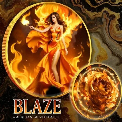 2024 ブレイズ 1オンス .999 シルバーイーグル カラーライズド ラウンド ?? 限定 250 COA ボックス入り|WORLD RESOURCE【QUEEN店】