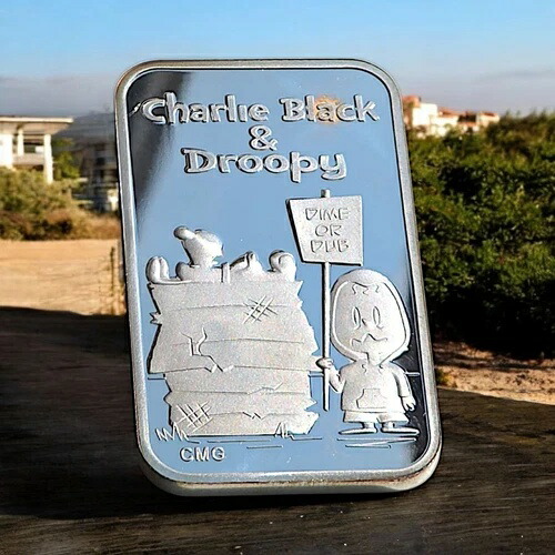 CMG Mint「チャーリー・ブラック・アンド・ドロピー」 - 1オンス .999 純銀バー 150枚鋳造 + COA