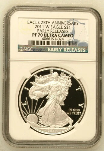 2011 W プルーフ アメリカン シルバー イーグル NGC PF70 早期リリース 25周年記念|WORLD RESOURCE【QUEEN店】
