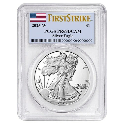 2025-W プルーフ $1 アメリカン シルバー イーグル PCGS PR69DCAM FS フラッグラベル