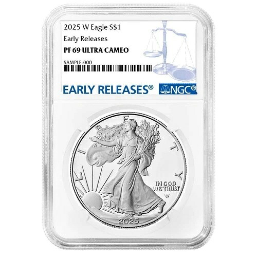 2025-W プルーフ 1ドル アメリカン シルバー イーグル NGC PF69UC ER ブルーラベル｜WORLD RESOURCE【QUEEN店】 42,185円