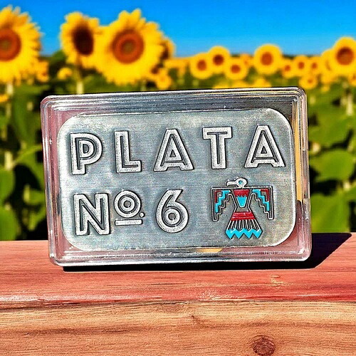 2021 M6 Metals - 「Plata No. 6」 - 1オンス .999 ファインエナメルアンティークシルバーバー COA