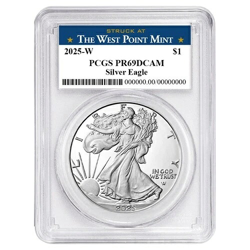 2025-W プルーフ 1ドル アメリカン シルバー イーグル PCGS PR69DCAM ウェストポイント ラベル|WORLD RESOURCE【QUEEN店】