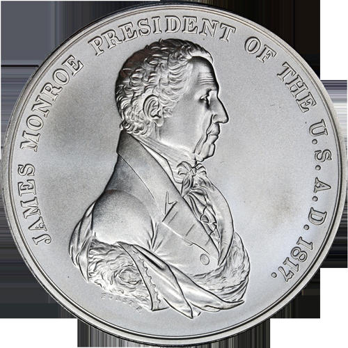 アメリカ造幣局大統領銀メダル プログラム ジェームズ モンロー 1 オンス .999 OGP COA ST...｜WORLD RESOURCE【QUEEN店】