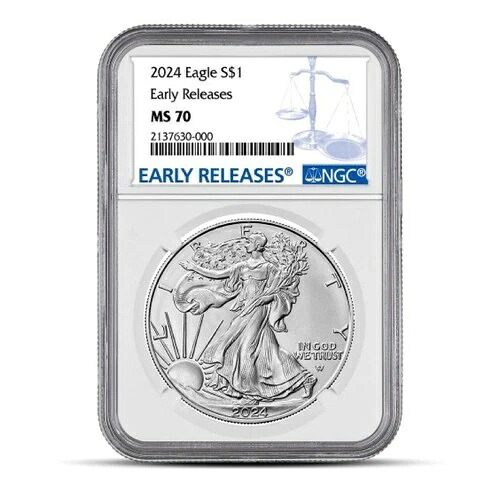2024年 1オンス アメリカ シルバーイーグルコイン NGC MS70 (ER、ブルーラベル)|WORLD RESOURCE【QUEEN店】