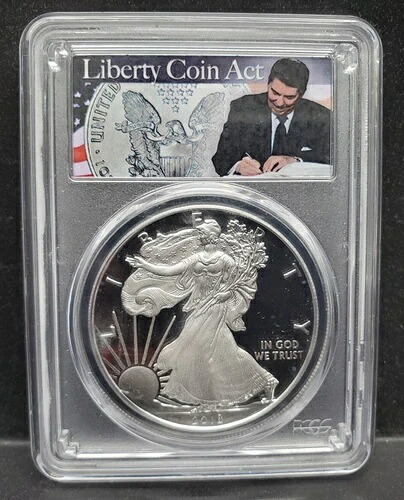 2018 W プルーフ アメリカン シルバー イーグル PCGS PR 70 DCAM FS- リバティコイン法ラベル