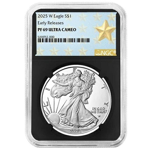 2025-W $1 1オンス プルーフ アメリカン シルバー イーグル NGC PF69UC ER ウェストポイント スターラベル