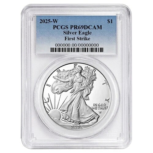 2025-W $1 1オンス プルーフ アメリカンシルバーイーグル PCGS PR69DCAM FS ブルーラベル 42,185円