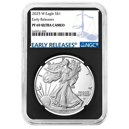 2025-W $1 1オンス プルーフ アメリカン シルバー イーグル NGC PF69UC ER ブルーラベル レトロコア｜WORLD RESOURCE【QUEEN店】