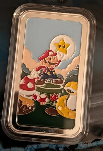 任天堂 スーパーマリオブラザーズ スター - 1トロイオンス .999 ファインシルバーカラーバー|WORLD RESOURCE【QUEEN店】