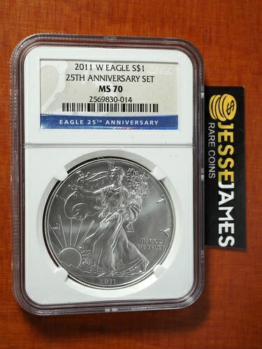 2011年 W バーニッシュド シルバー イーグル NGC MS70 25周年記念セットより｜WORLD RESOURCE【QUEEN店】