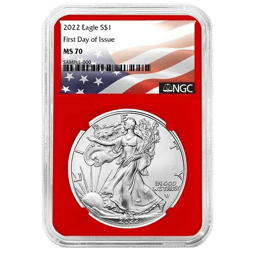 2022年 1ドル アメリカン シルバー イーグル NGC MS70 FDI フラッグラベル レッドコア