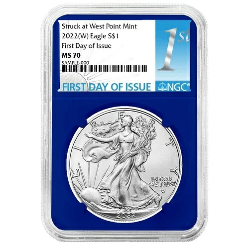 2022年 (W) $1 1オンス アメリカンシルバーイーグル NGC MS70 FDI ファーストラベル ブルーコア