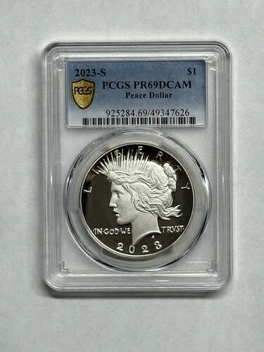 2023-S プルーフ 1ドル ピースシルバードル PCGS PR69DCAM ゴールドシールド