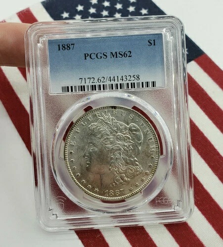 1887年 PCGS MS62 モルガン・ダラー銀貨 $1 ワン・リバティ・ラウンド・イーグル地金