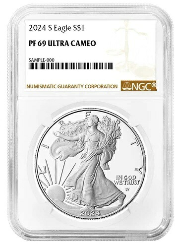 2024 S 1オンス シルバー イーグル プルーフ NGC PF69 ウルトラカメオ - ブラウンラベル