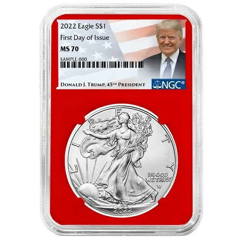 2022年 1ドル アメリカン シルバー イーグル NGC MS70 FDI トランプ ラベル レッドコア
