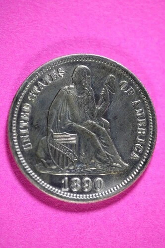 1890年製 高級銀貨 座像 10セント硬貨 本物・正真正銘のコイン 2503
