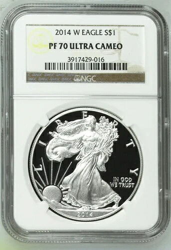 2014年 W 1オンス アメリカンシルバーイーグルプルーフコイン - NGC PF70 ウルトラカメオ