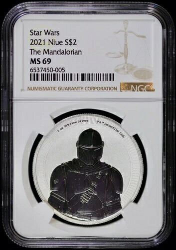 2021年 ニウエ スターウォーズ 1オンス シルバー マンダロリアン NGC MS 69 BU 未流通 Unc 2ドル