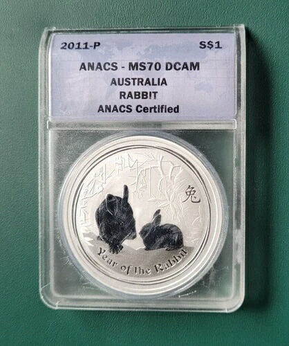 2011年 オーストラリア コイン 1オンス 0.999 銀貨 卯年 ANACS MS70 DCAM